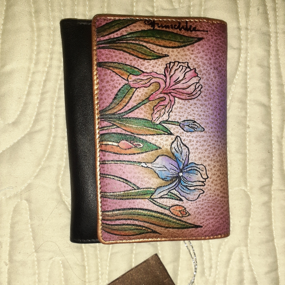 Anuschka Tri-Fold Wallet with Iris New With Tags
